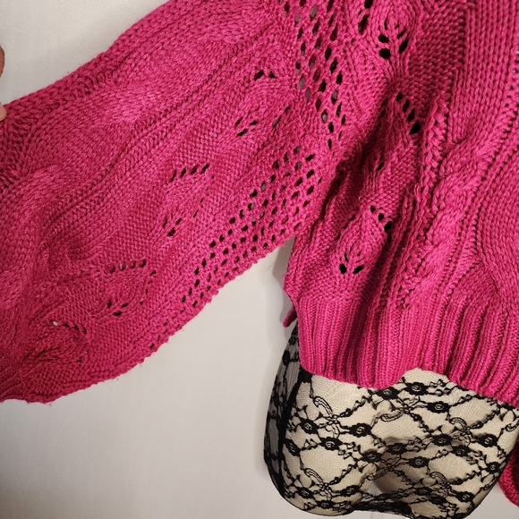 Ebbi And I Hot Pink Sweater Oversized M Baloon Sleeves - Picture 4 of 6